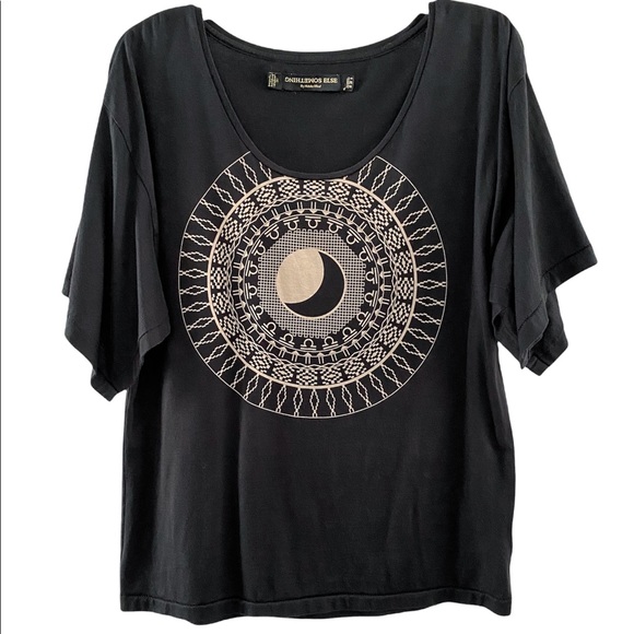 Something Else by Natalie Wood boho moon blouse, black tan - Picture 1 of 8